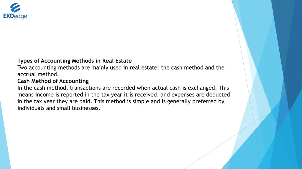 types of accounting methods in real estate