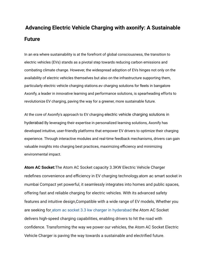 advancing electric vehicle charging with axonify