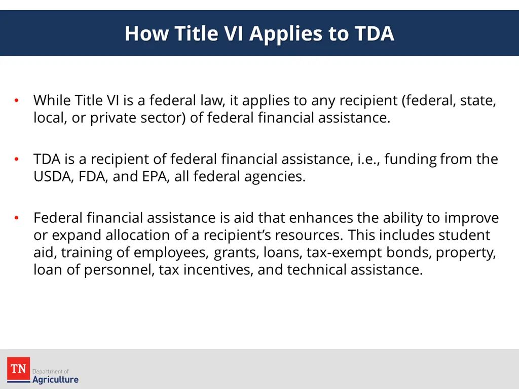 how title vi applies to tda