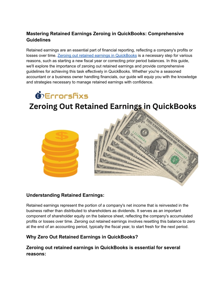 mastering retained earnings zeroing in quickbooks