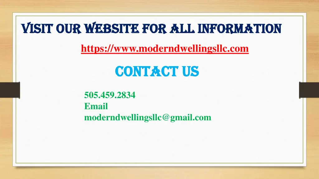 visit visit our website for all information