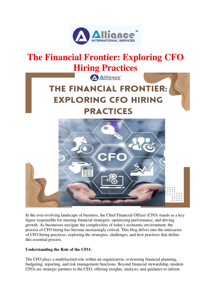 the financial frontier exploring cfo hiring
