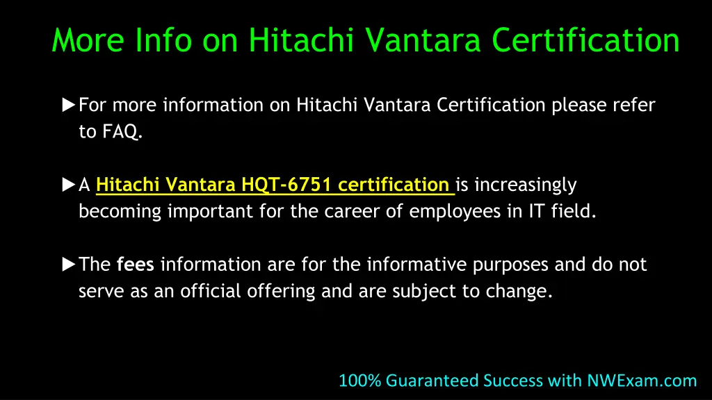 more info on hitachi vantara certification