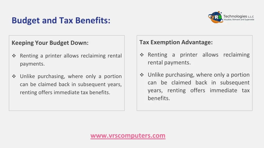 budget and tax benefits