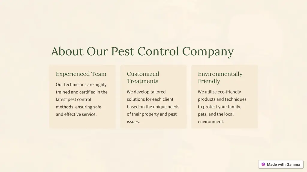 about our pest control company