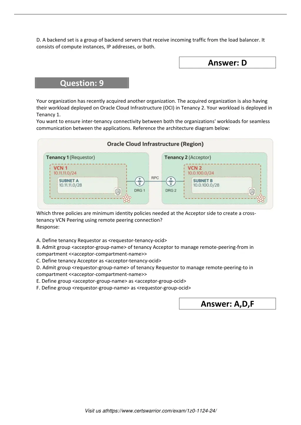 d a backend set is a group of backend servers