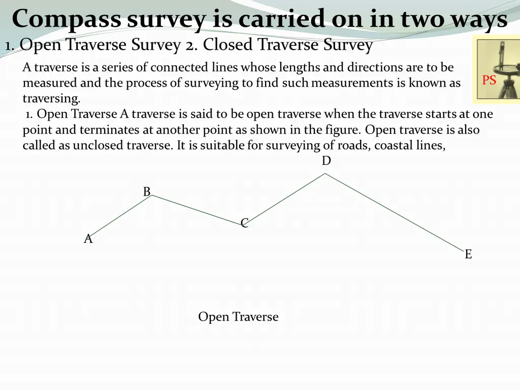 compass survey is carried on in two ways 1 open