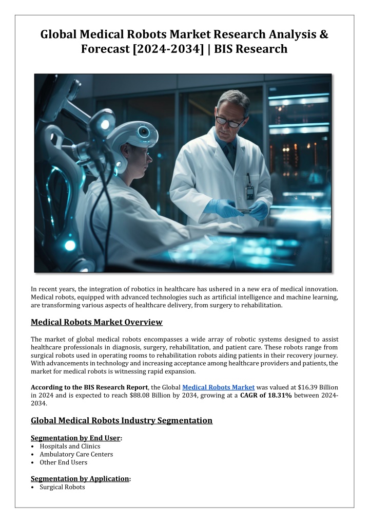 global medical robots market research analysis