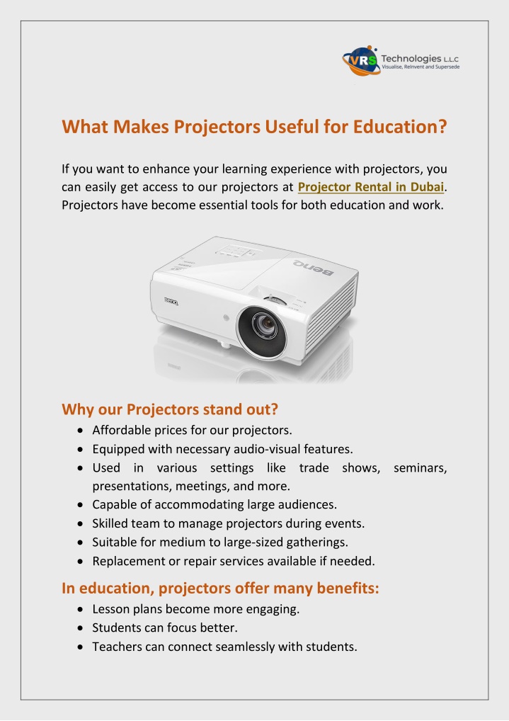 what makes projectors useful for education