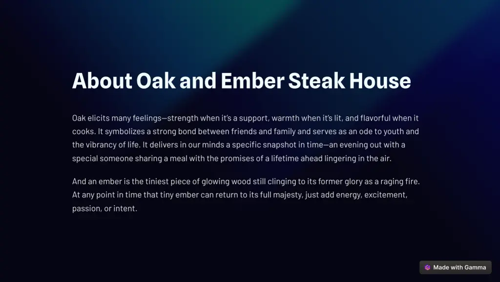 about oak and ember steak house