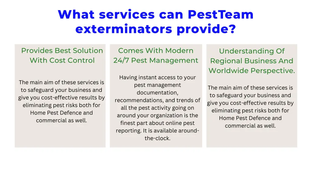 what services can pestteam exterminators provide