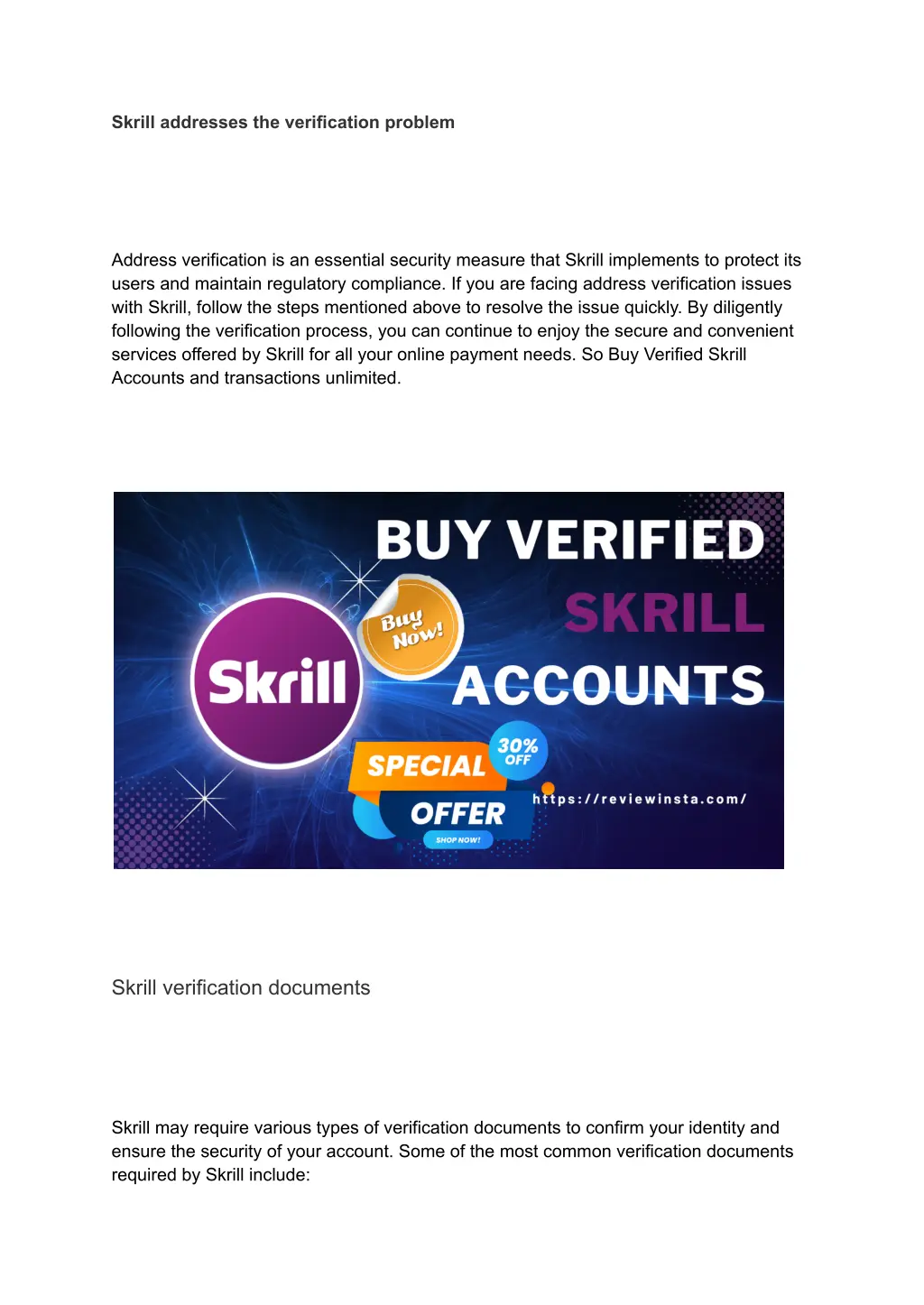 skrill addresses the verification problem