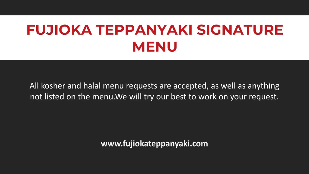 fujioka teppanyaki signature menu