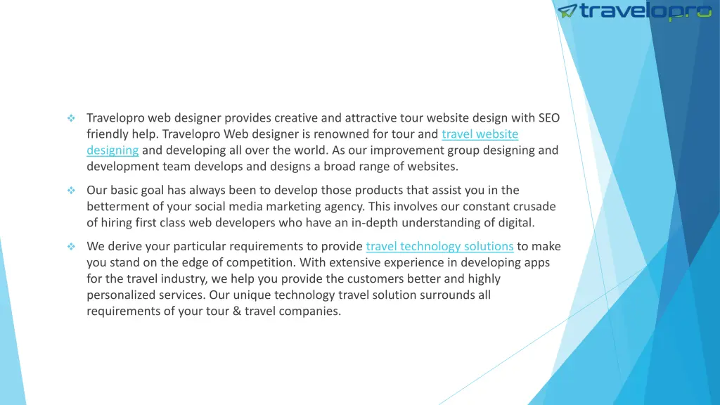 travelopro web designer provides creative