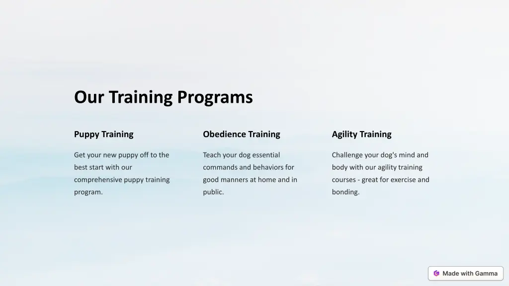 our training programs