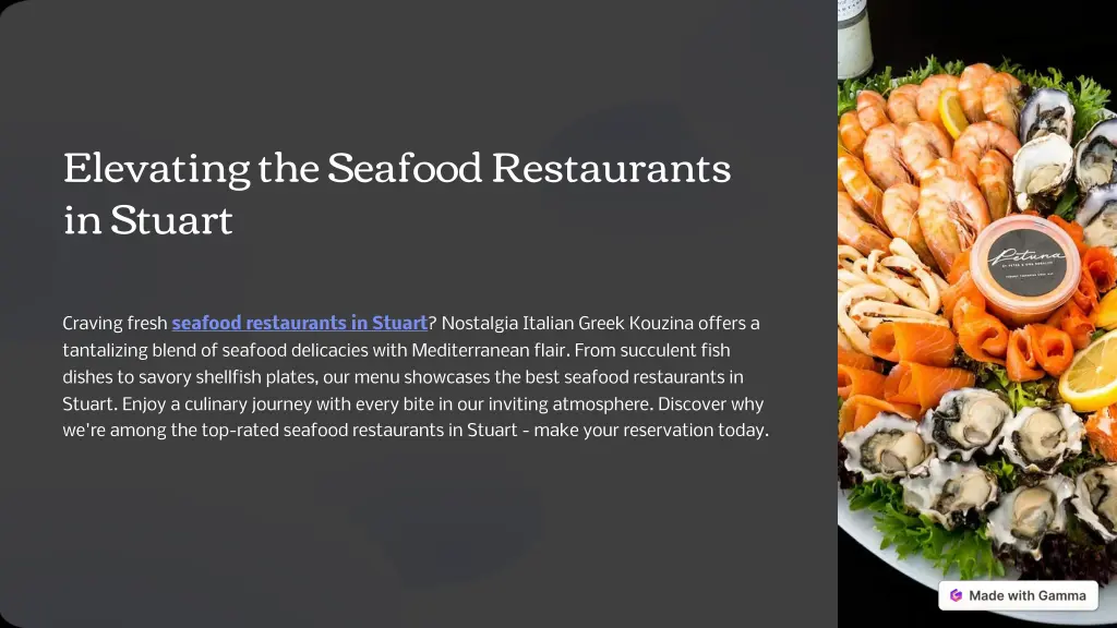 elevating the seafood restaurants in stuart