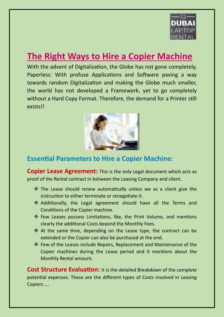 the right ways to hire a copier machine with