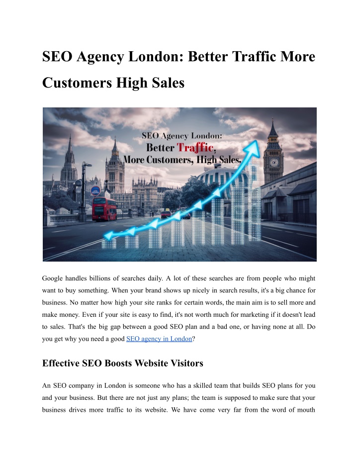 seo agency london better traffic more