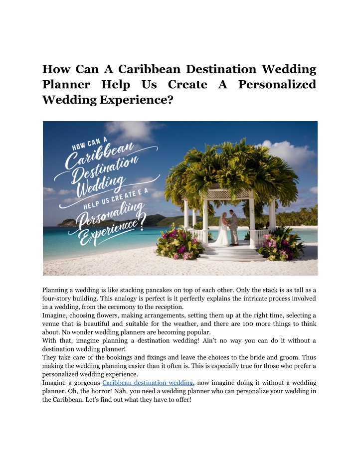 how can a caribbean destination wedding planner