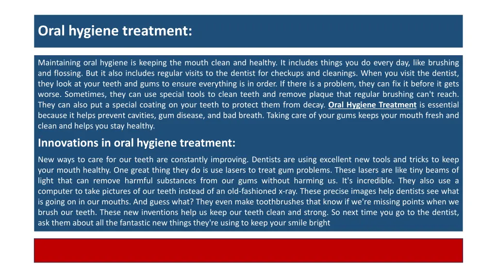 oral hygiene treatment