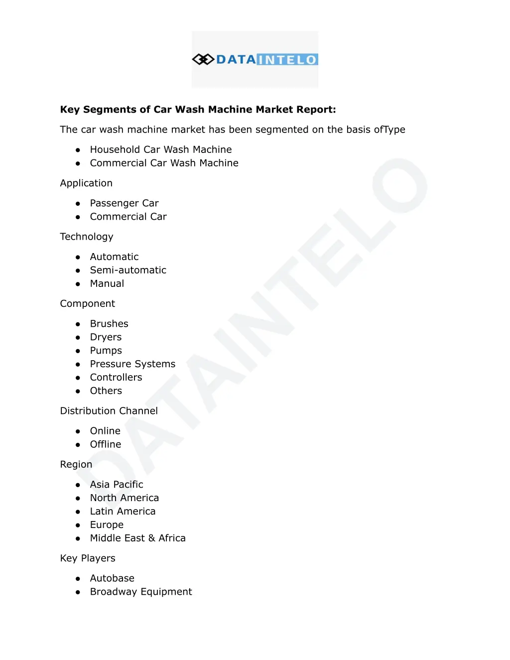key segments of car wash machine market report