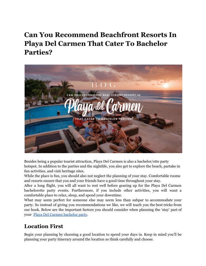 can you recommend beachfront resorts in playa