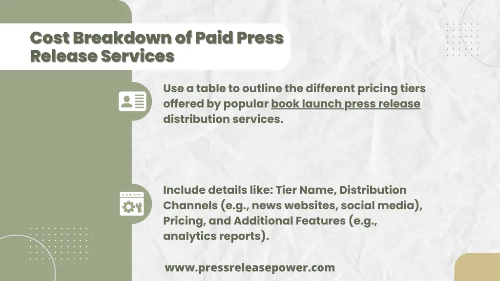 cost breakdown of paid press cost breakdown