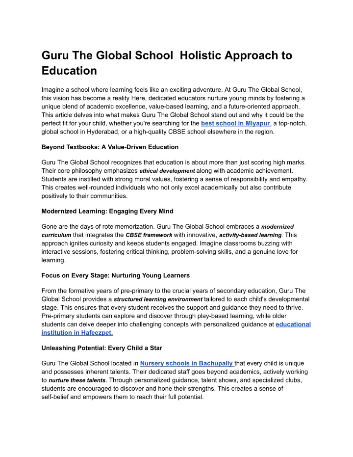 guru the global school holistic approach