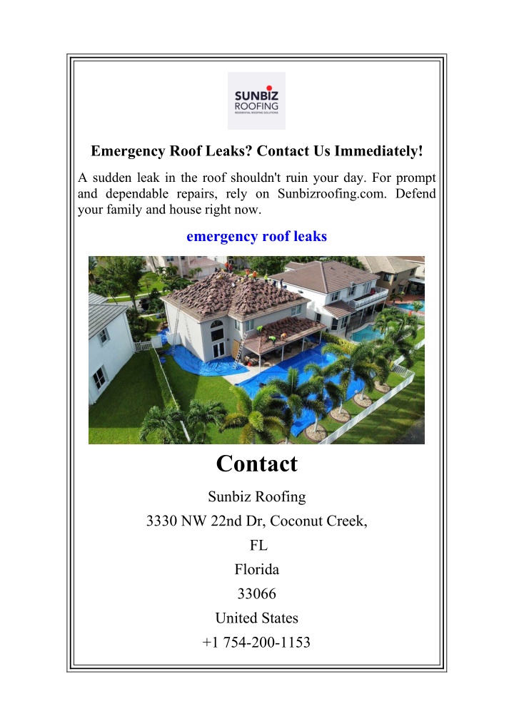 emergency roof leaks contact us immediately