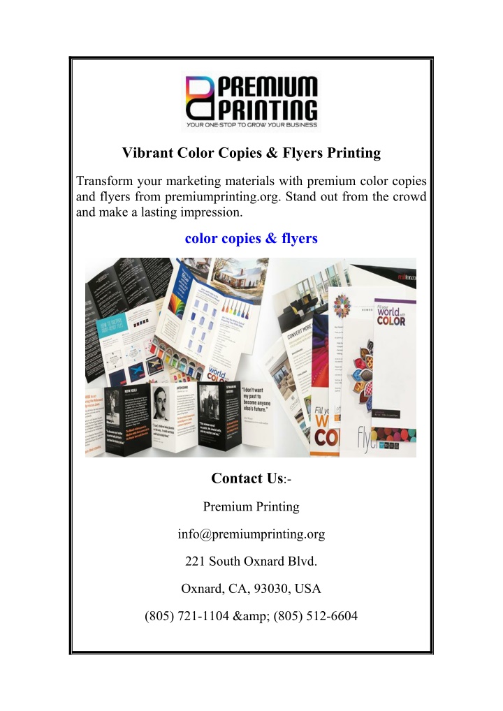 vibrant color copies flyers printing