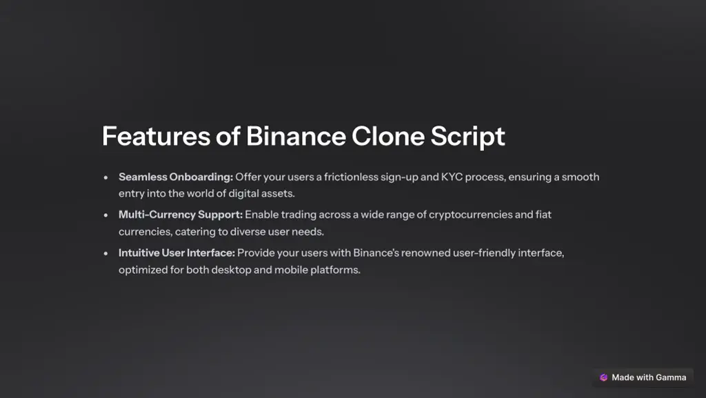 features of binance clone script