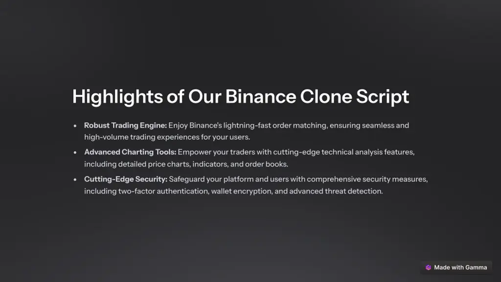 highlights of our binance clone script