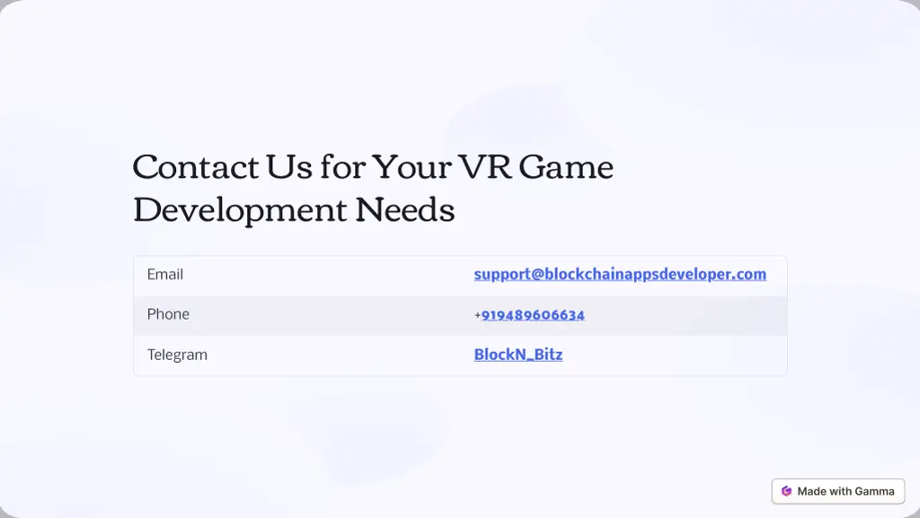 contact us for your vr game development needs