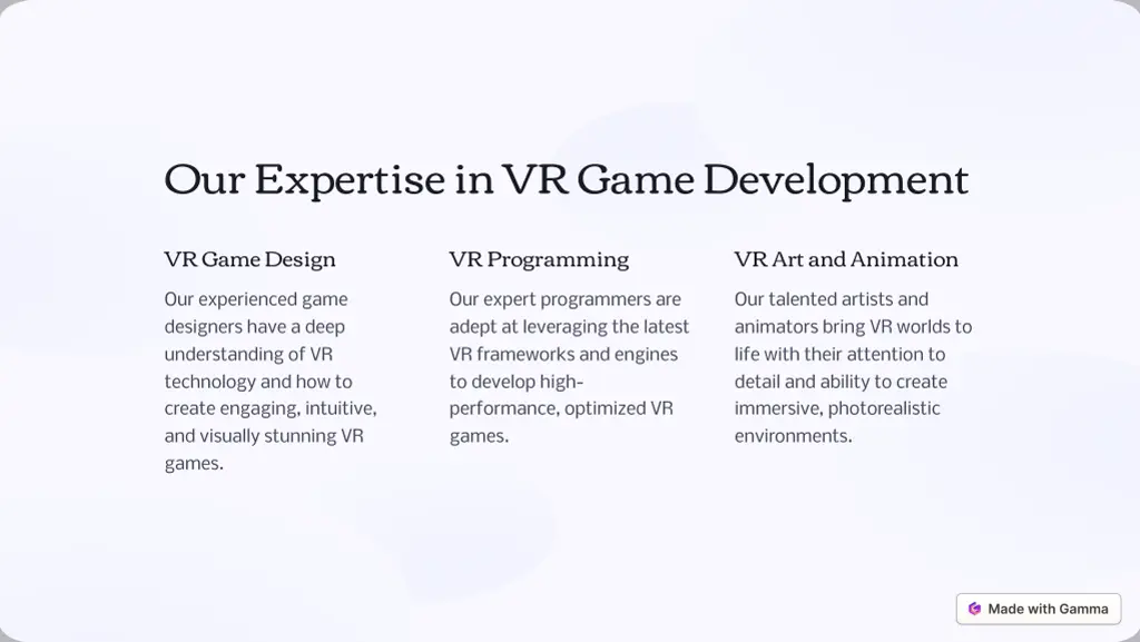 our expertise in vr game development