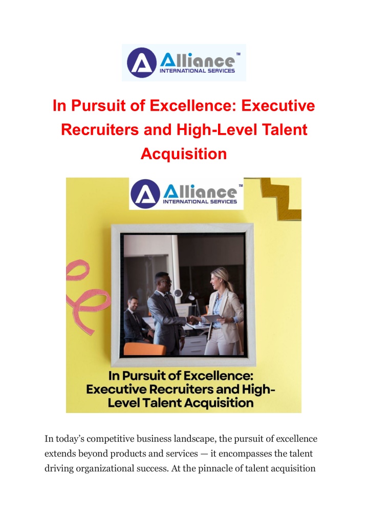 in pursuit of excellence executive recruiters