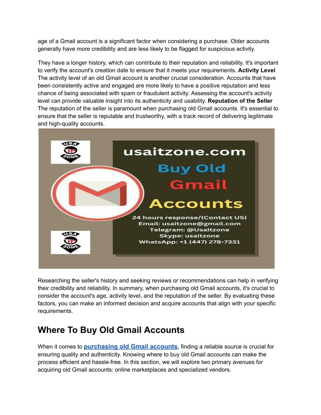 age of a gmail account is a significant factor