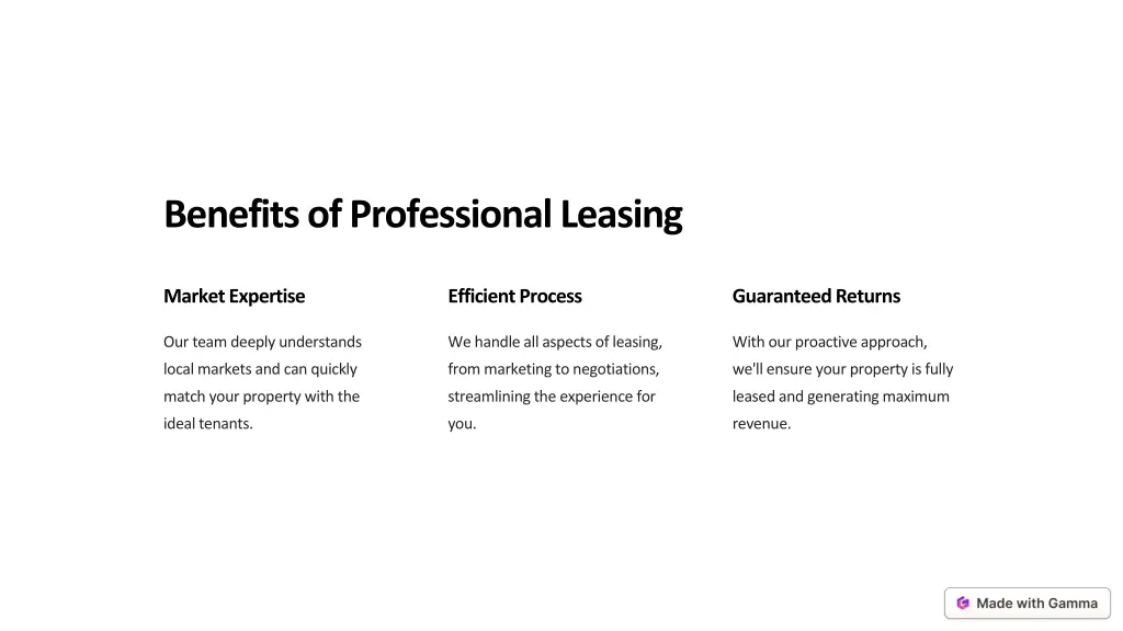 benefits of professional leasing