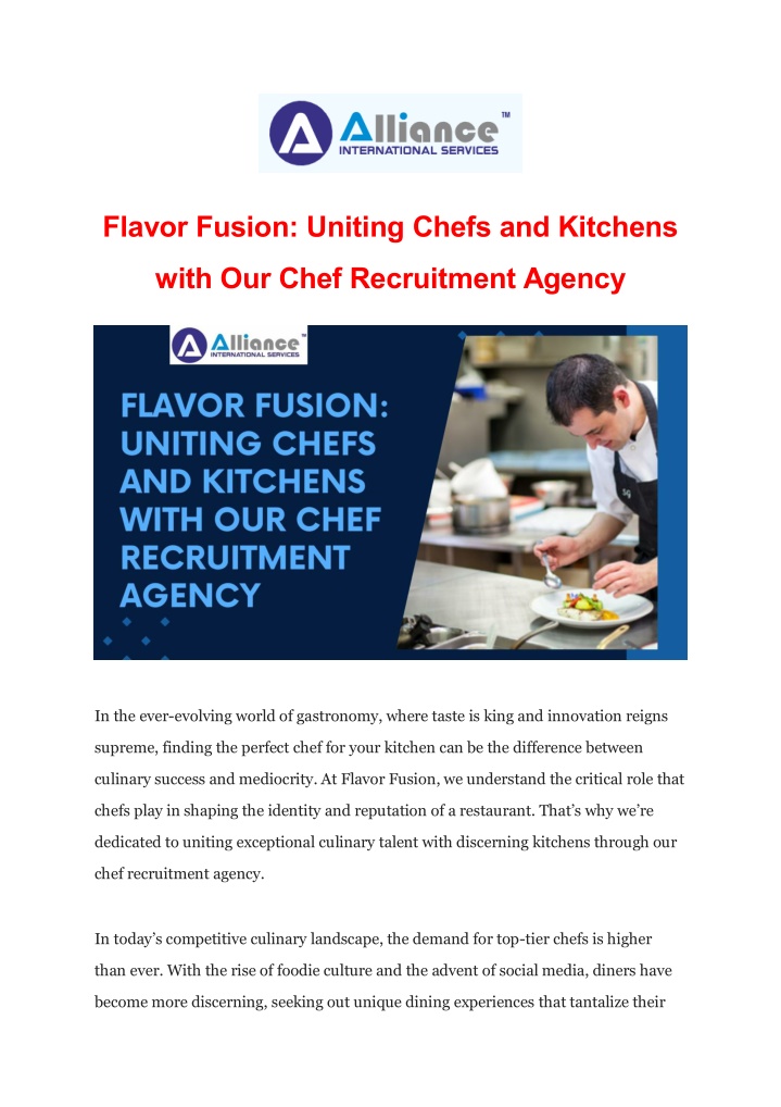 flavor fusion uniting chefs and kitchens