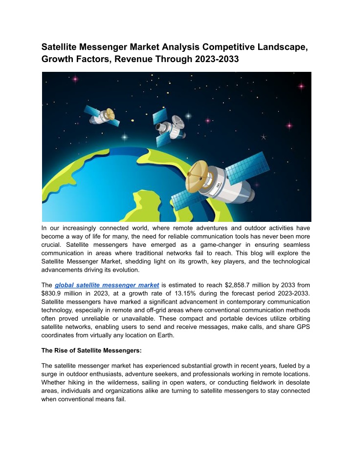 satellite messenger market analysis competitive