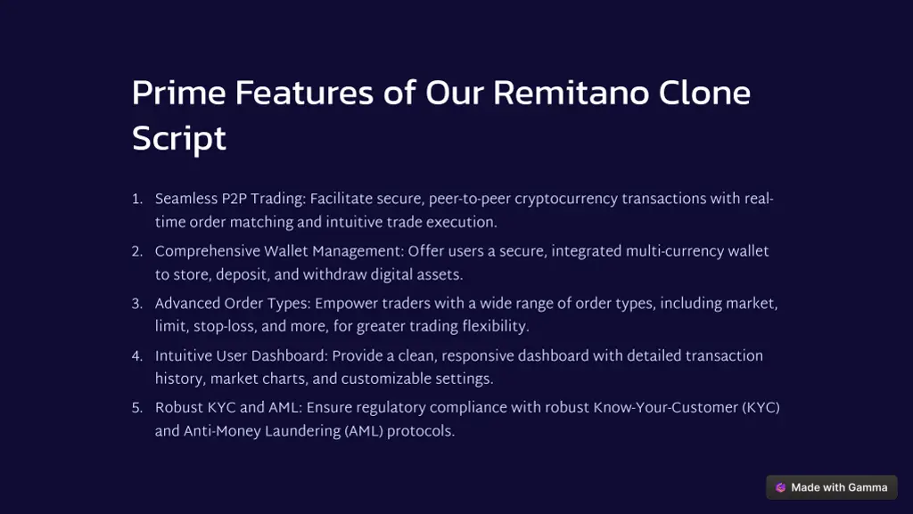 prime features of our remitano clone script