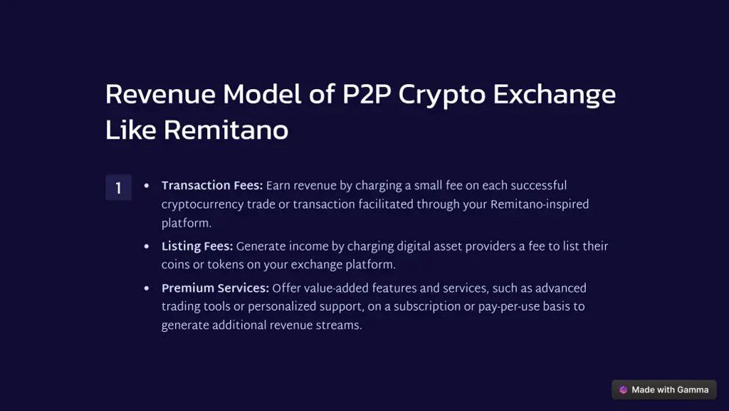 revenue model of p2p crypto exchange like remitano