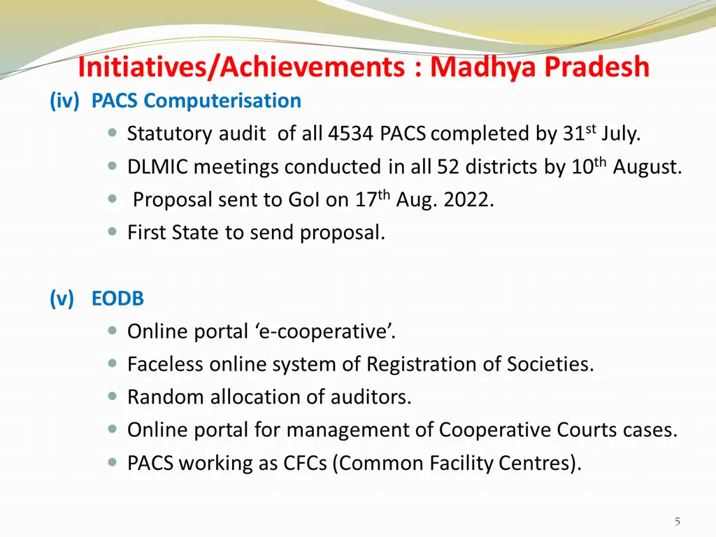 initiatives achievements madhya pradesh iv pacs