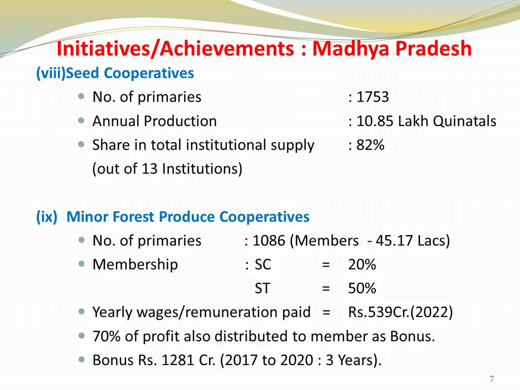 initiatives achievements madhya pradesh viii seed