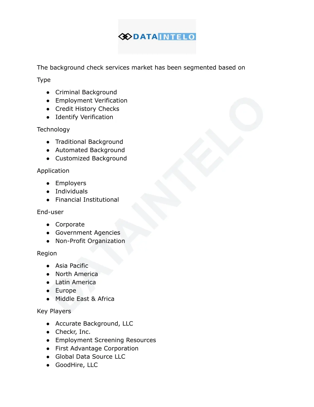 the background check services market has been