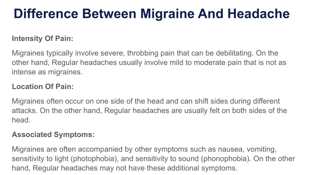 difference between migraine and headache