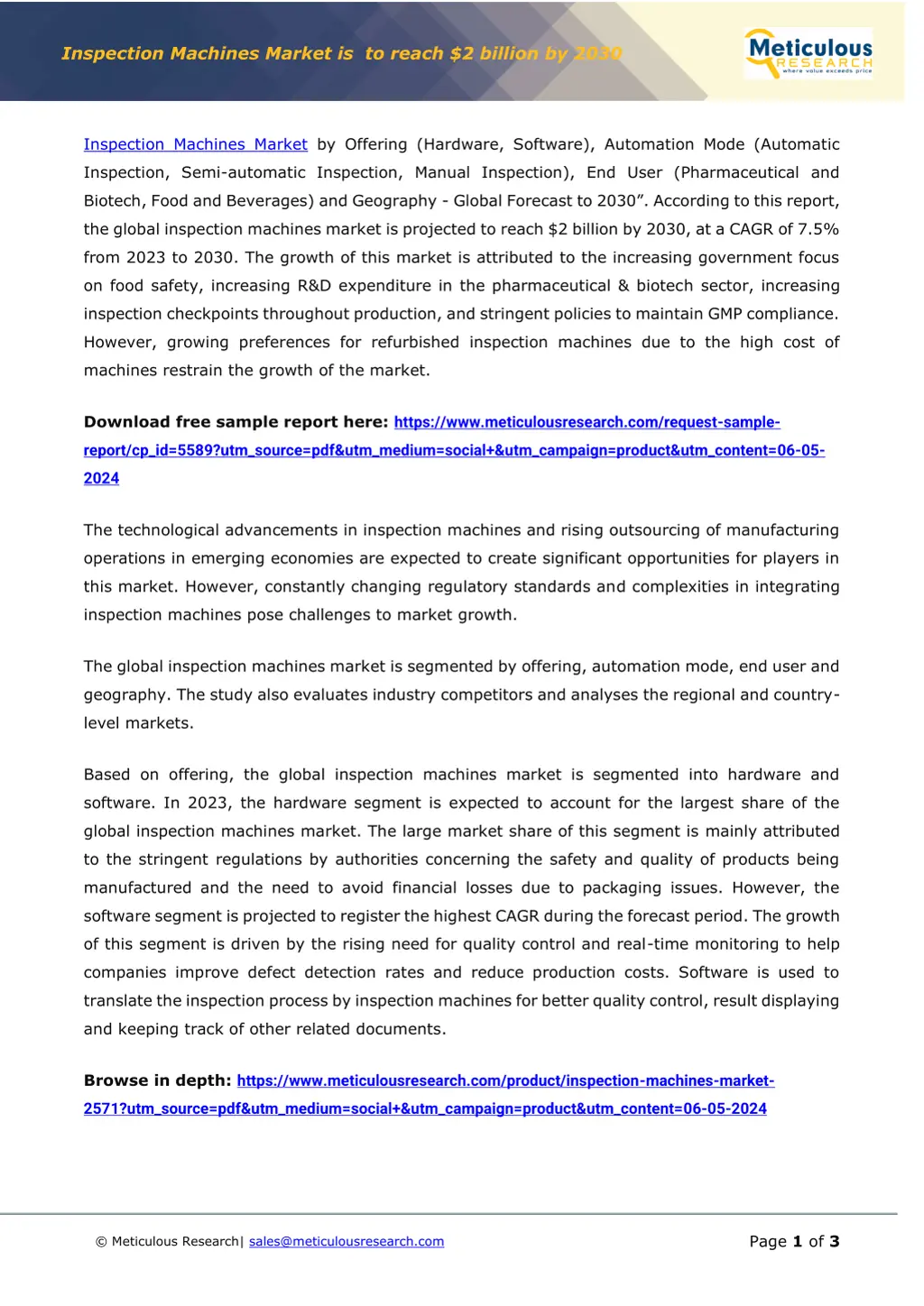 inspection machines market is to reach 2 billion