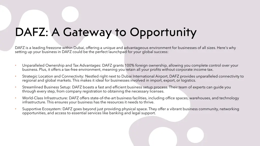 dafz a gateway to opportunity