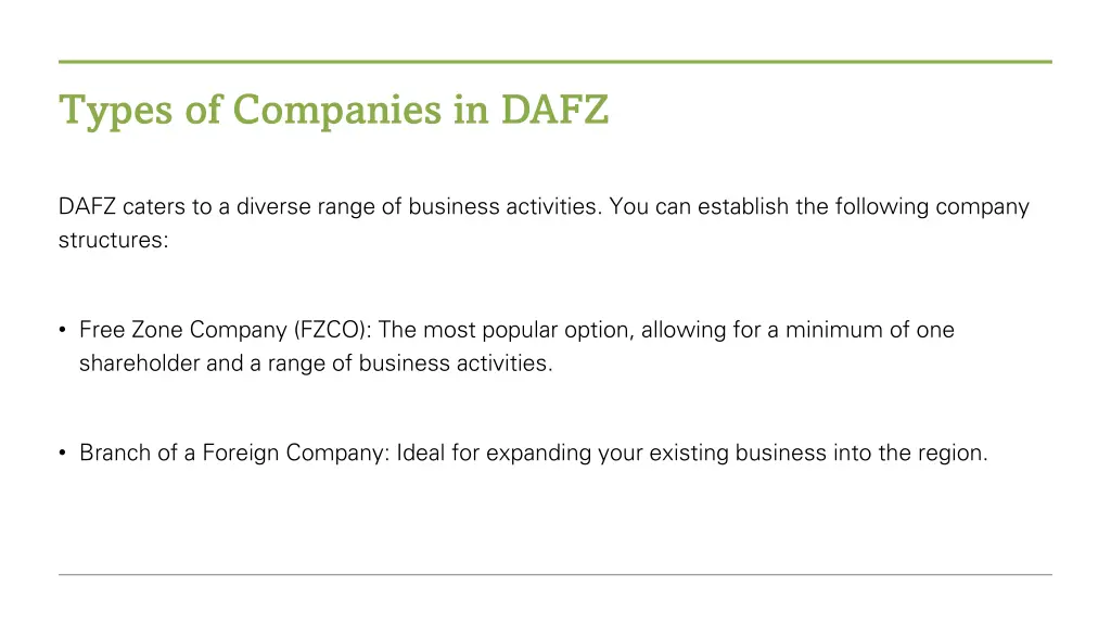 types of companies in dafz