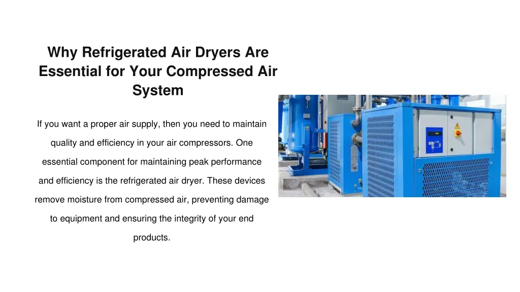 why refrigerated air dryers are essential