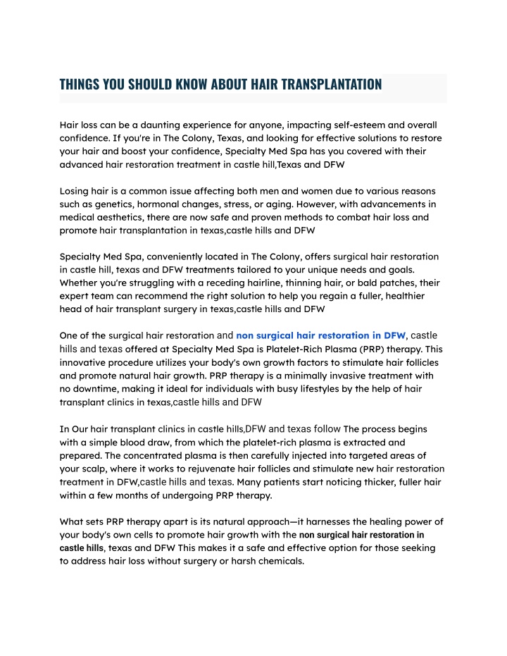 things you should know about hair transplantation